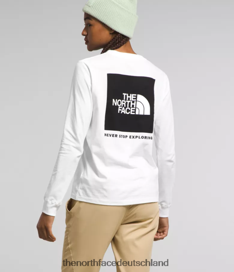 The North Face Langärmliges Box-NSE-T-Shirt Frauen Kleidung 224246678 TNF-Weiß/TNF-Schwarz