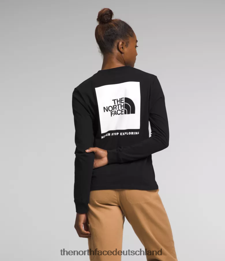 The North Face Langärmliges Box-NSE-T-Shirt Frauen Kleidung 224246680 TNF-Schwarz/TNF-Weiß